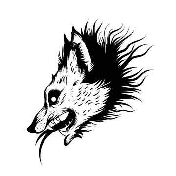 Black wolf angry illustration design