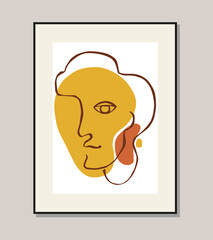 Matisse, abstract colorful face. Vector poster, poster, cover. Boho Decor. 