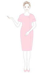 笑顔の女性の全身きれいめイラスト