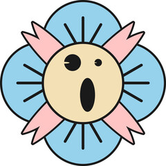 Obraz premium Groovy Flower Retro Cartoon Vector