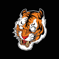 Tiger roars traditional tattoo design, very suitable to be used as merchandise or t-shirt design