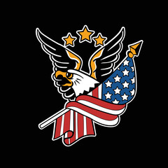 Traditional American eagle tattoo design sticker