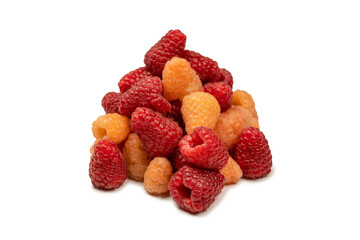 Tasty raspberries isolated on  white background.