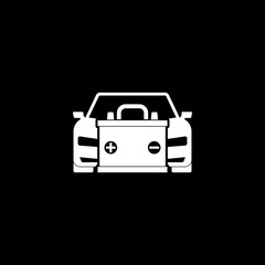 Car battery icon isolated on dark background