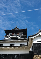 Aichi, Japan - September 10 2022: Scenery of Inuyama Castle, national historic site at summer with blue sky background, built in 1937 by Oda Hirochika.