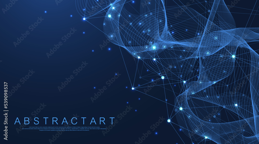 Wall mural global network connection concept. big data visualization. social network communication in the globa