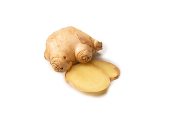 Ginger root isolated on white background.