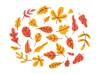 Obraz premium Yellow Leaves vector composition. Autumn, fall