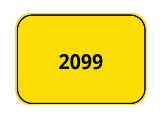 gelbes Ortseingangsschild - Jahr 2099