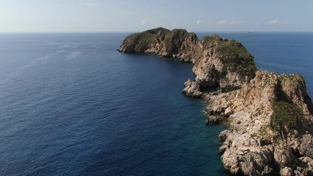 Beautiful panoramic view of the Malgrats Islands in the coast of Majorca with an amazing turquoise sea,. Concept of summer, travel, relax, hotel, holiday and enjoy