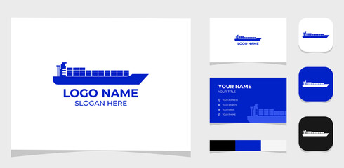 Template Logo Creative Cargo ship, ship cargo, expedition, logistic concept. Creative Template with color pallet, visual branding, business card and icon.