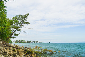 Beautiful bay on lake Baikal, sunny day