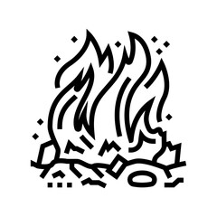 burn fire line icon vector. burn fire sign. isolated contour symbol black illustration