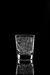 Monochrome image of a glass with ice