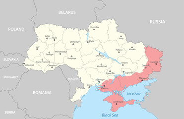 Obraz premium Political map of Ukraine with borders