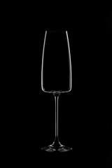 Silhouette of a champagne glass on a black background