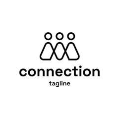 People connect logo template. Vector team work outline illustration. Modern recruit and leadership design idea