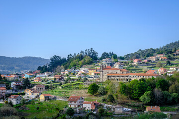 Fototapeta na wymiar View of the Lerez Monastery from a park on the outskirts of the city of Pontevedra (Spain)