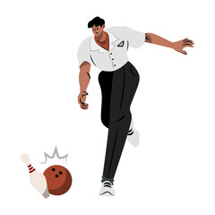 Bowling player vector illustration in flat color design