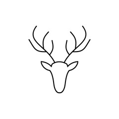  Deer head with antlers line icon isolated on white background