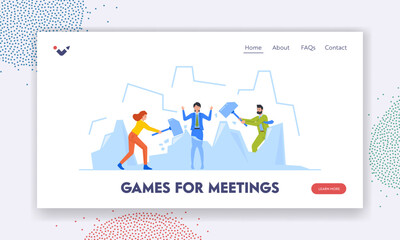 Games for Meetings Landing Page Template. Knowing Each Member And Warm Up For Participants Meetup Game or Event - obrazy, fototapety, plakaty