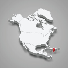 Haiti country location within North America. 3d map