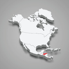 Honduras country location within North America. 3d map