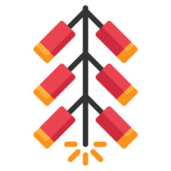 chinese new year firecracker flat icon