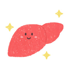 手描きのにっこり笑う肝臓のキャラクター　PNG
