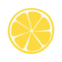 A fresh half of a lemon, highlighted on a white background. Organic fruits. Cartoon style. Vector illustration