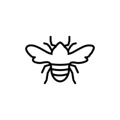Bee line icon or silhouette. The logotype vector is isolated on a white background