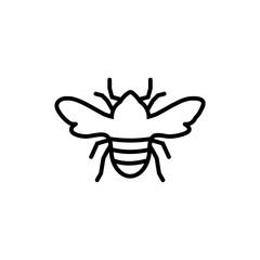 Bee line icon or silhouette. The logotype vector is isolated on a white background
