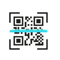 Qr code icon with scan. Vector illustration