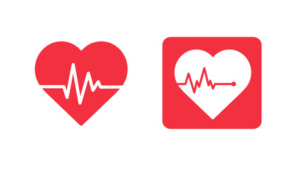 Red heartbeat line icon on white background. Pulse Rate Monitor. Vector illustration.