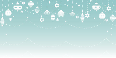 冬のオーナメント グラデーション 背景イラスト _ ベクター 素材 コピースペース 長方形 横長 1:2 明るい
