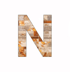Alphabet letter N on tile background - Veneer texture