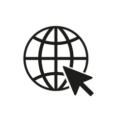 Obraz premium Earth www icon with cursor on white background. Vector illustration