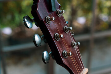 Acoustic guitar. wood guitar, music instrumental concept