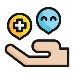 smile positive thinking happiness filled outline icon