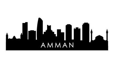 Amman skyline silhouette. Black Amman city design isolated on white background.