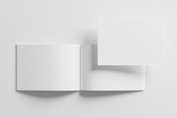 A4 Landscape Horizontal Magazine Brochure 3D Rendering White Blank Mockup