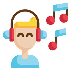 man music listening happiness flat icon