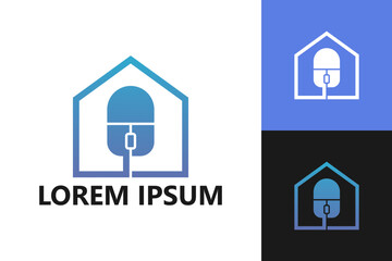 Mouse computer house logo template design vector