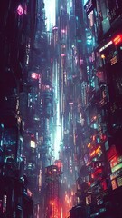Fototapeta na wymiar Cyberpunk metropolis, cinematic. Cover, illustration.