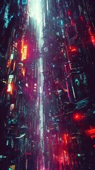 Fototapeta na wymiar Cyberpunk metropolis, cinematic. Cover, illustration.