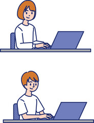 リモートワークする男女