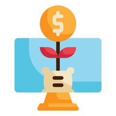 money growth online flat icon