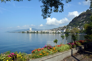 View of Lake Geneva at dawn