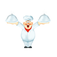 A cheerful cook. Illustration in cartoon style, 3d.