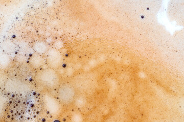The surface of coffee foam. Macro. Abstract, Detail texture, close up background.